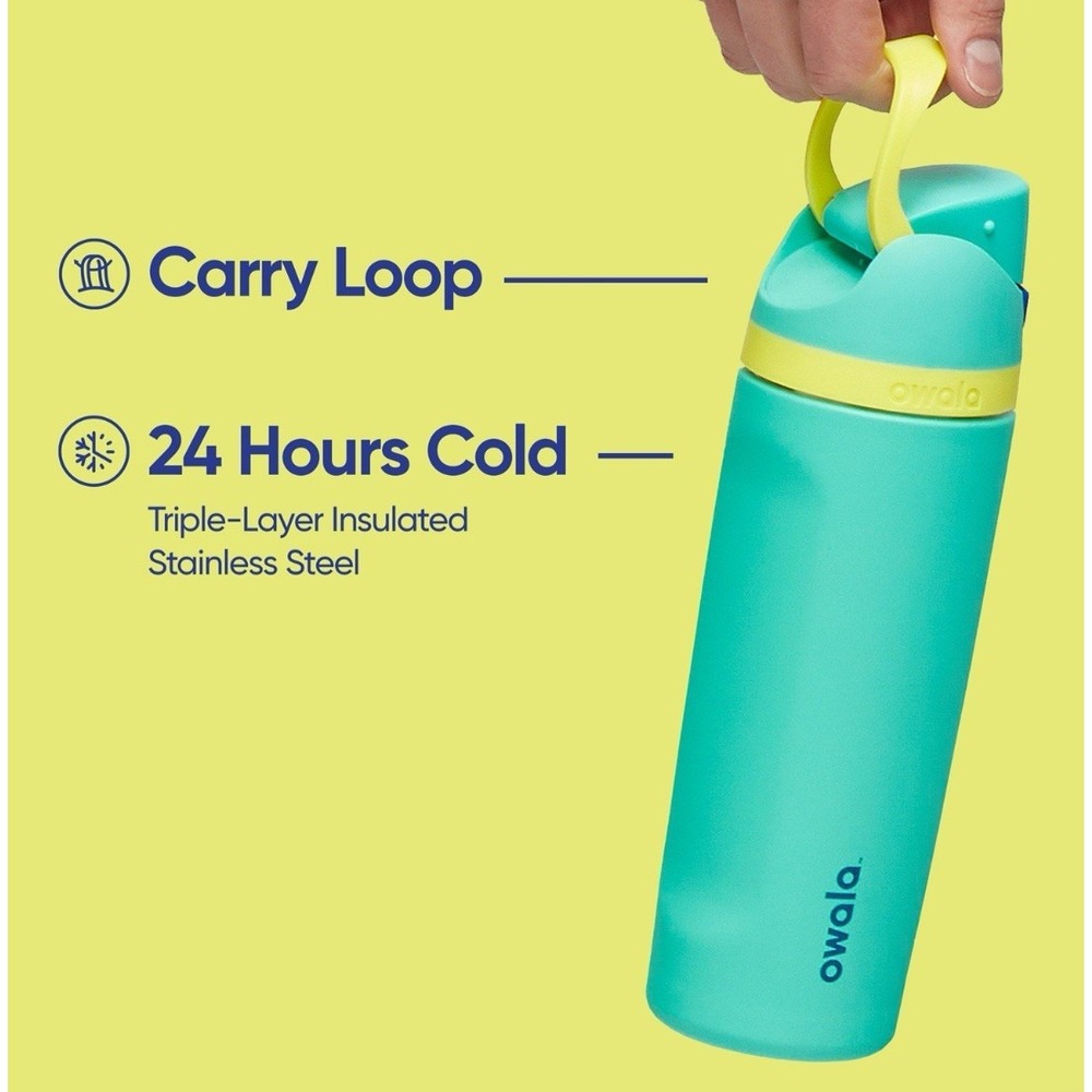 Owala Aqua and Yellow Insulated Water Bottle
